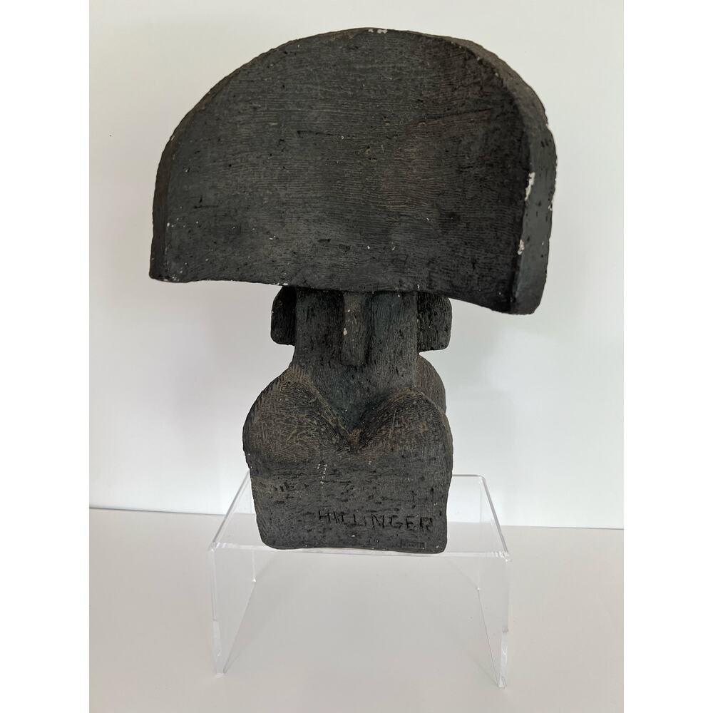 Signed Hillinger Museum Pieces Chalkware Modern Art Sculpture Statue Faces JL